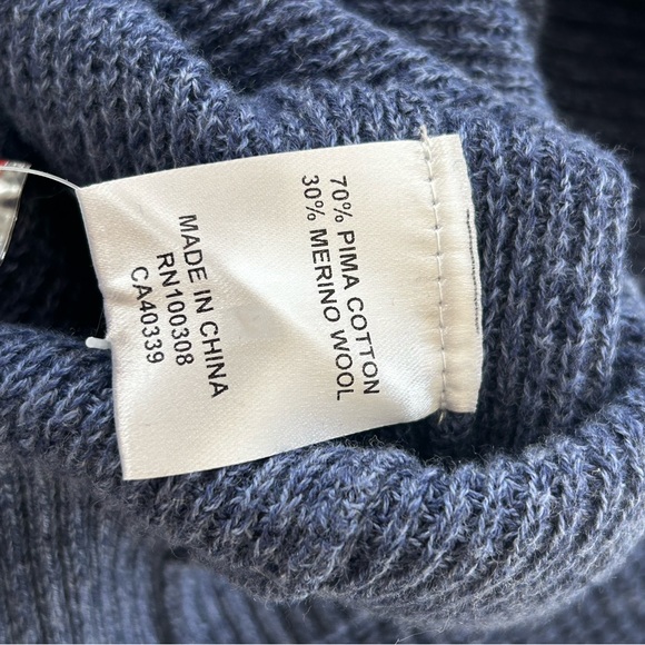 Peter Millar Pima Cotton and Merino Wool Waffle Knit Blue Quarter Zip Sweater M - Picture 4 of 4